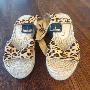 Sole Society Platform Sandals Espadrille Audrina Leopard Print- Size 8